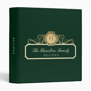 Elegant Family Home Gold Heritage Green Recipe Binder