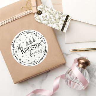 Elegant Family Name Business Gift Classic Round Sticker
