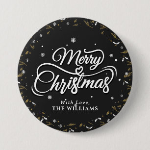 Elegant Family  Name   Merry Christmas 3 Inch Round Button