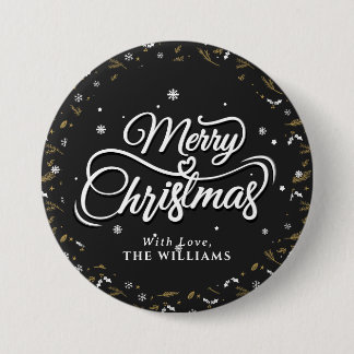 Elegant Family Name | Merry Christmas 3 Inch Round Button
