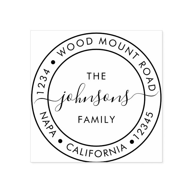 Elegant Family Name Script Return Address Rubber Stamp (Imprint)