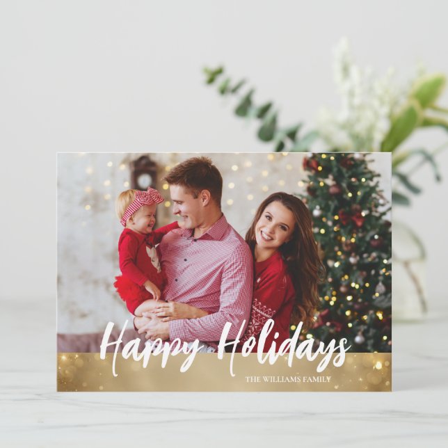 Elegant Family Photo Happy Holidays Card  (Standing Front)
