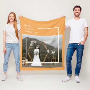 Elegant Family Photo & Happy Thanksgiving  Fleece Blanket