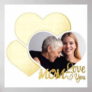 Elegant family photo - love you Mom Foil Prints