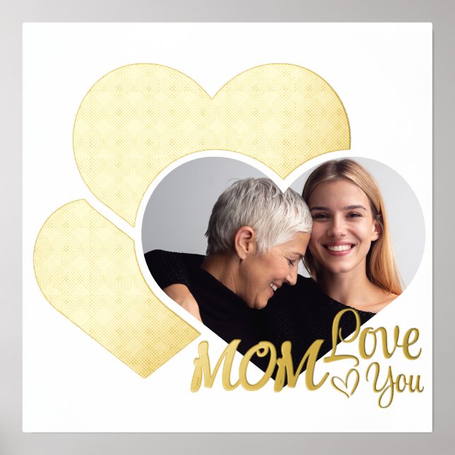 Elegant family photo - love you Mom Foil Prints (Front)