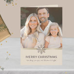 Elegant Family Photo Merry Christmas Card<br><div class="desc">Enhance your holiday wishes with our Elegant Family Photo Merry Christmas Card featuring a cherished family photo adorned with a brushed champagne design element. The light interior boasts a snowflake and the heartfelt message, "Merry Christmas, " followed by "Sending you joy and festive delight." Inside, a world of warmth and...</div>