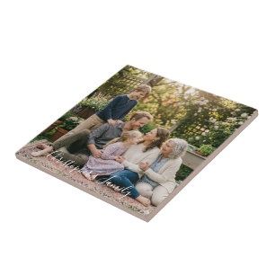 Elegant Family Photo Personalized Tile