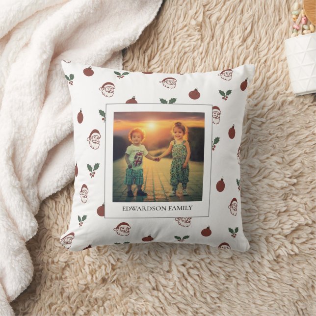 Elegant family photos personalized christmas throw pillow (Blanket)