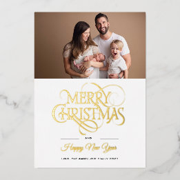 Elegant Family Portrait Photo Gold Christmas Card