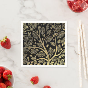 Elegant Family Reunion Black Gold Ancestry  Napkin