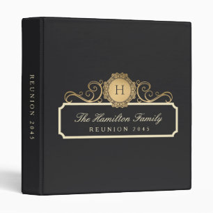 Elegant Family Reunion Gold Charcoal Binder