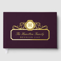 Elegant Family Reunion Gold Monogram Wine Burgundy