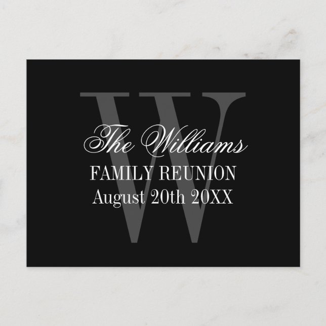 Elegant family reunion monogram Save the date Announcement Postcard (Front)