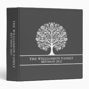 Elegant Family Reunion Simple Charcoal White Binder