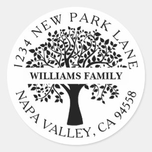 Elegant Family Tree Return Address  Classic Round Sticker