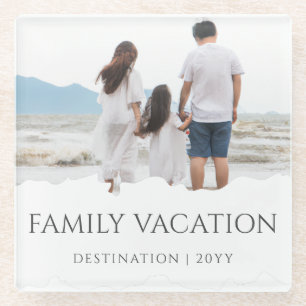 Elegant Family Vacation Family Trip Photo Glass Coaster