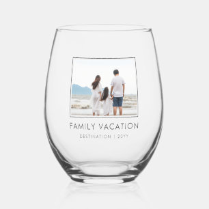 Elegant Family Vacation   Family Trip Photo Stemless Wine Glass