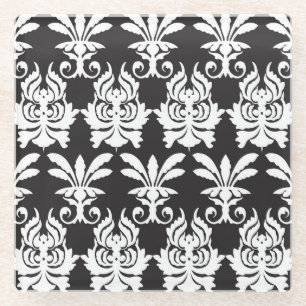 Elegant Fan Motifs in Golden Art Deco. Glass Coaster