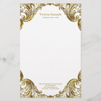 Elegant Fancy Gold Swirl Stationery