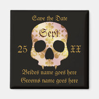 Elegant fanged skull golden skull save the date
