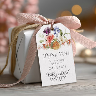 Elegant Fantasy Floral Birthday Thank You Gift Tags