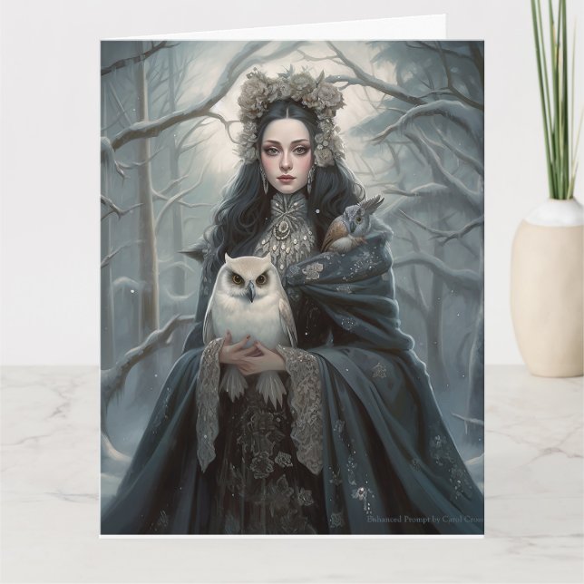 Elegant Fantasy Goddess Yuletide Greeting Card (Front)
