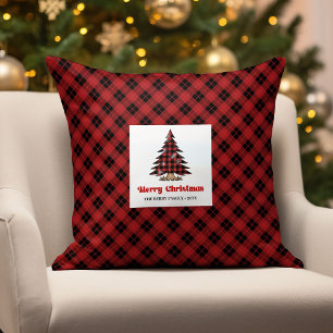 Elegant Farmhouse Buffalo Check Christmas Pillow