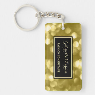Elegant Fashion Consultant Glamourous Gold Bokeh Keychain