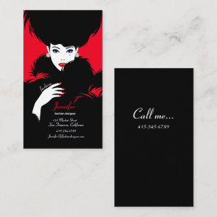 Elegant Fashion Designer Black & Red   Business Card