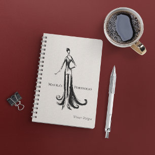 Elegant Fashion Designer Portfolio Winter Sketch Notebook
