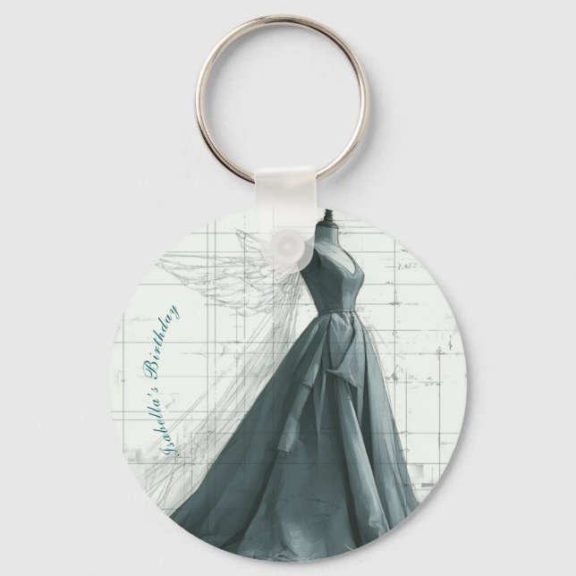 Elegant Fashion Keychain – Perfume & Gown  (Front)
