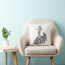 Elegant Fashion Lady Silhouette Line Art Throw Pil