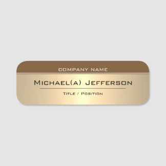 Elegant Fashion Style Brown & Luxury Gold Metallic Name Tag