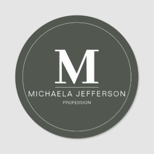 Elegant Fashion Style Moss Dark Green Professional Name Tag