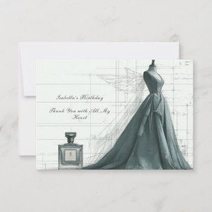 Elegant Fashion Thank You Card – Gown & Perfume 