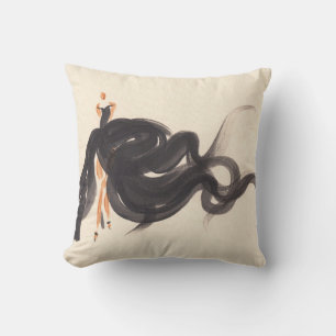 Elegant Fashion: Watercolor Lady Throw Pillow