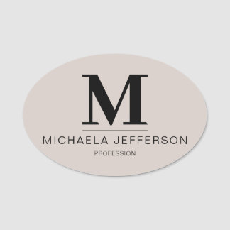 Elegant Fashionable Sand Grey: Modern & Minimalist Name Tag