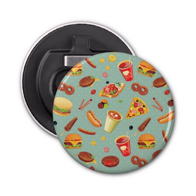 Elegant Fast Food Pattern Bottle Opener (Front)