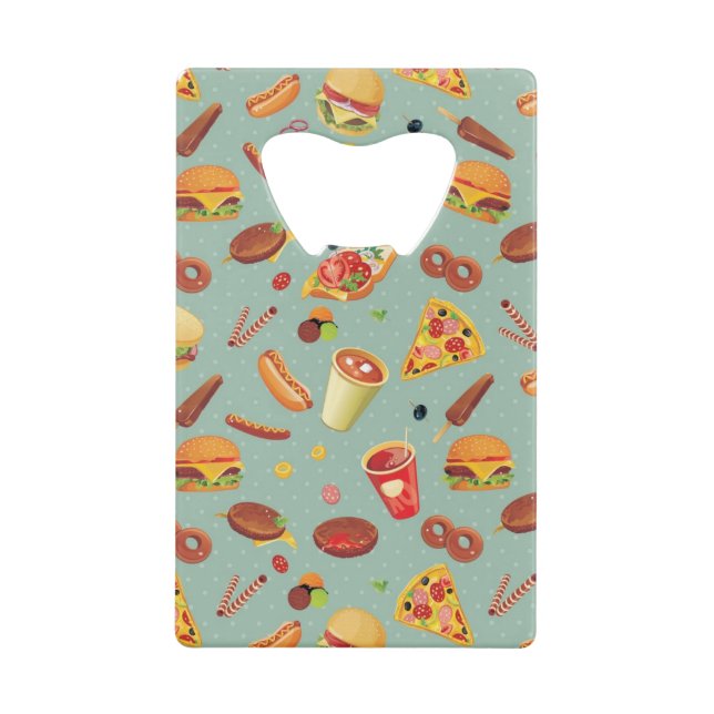 Elegant Fast Food Pattern Credit Card Bottle Opener (Front)