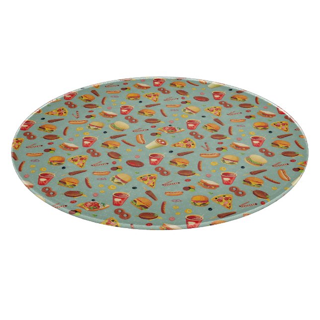 Elegant Fast Food Pattern Cutting Board (Corner)