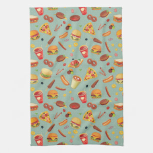Elegant Fast Food Pattern Kitchen Towel