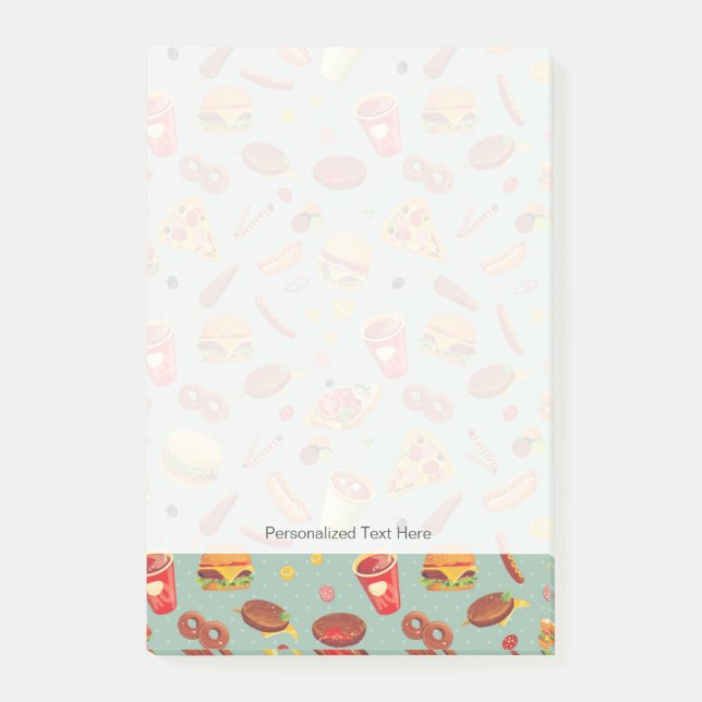 Elegant Fast Food Pattern Post-it Notes (Front)