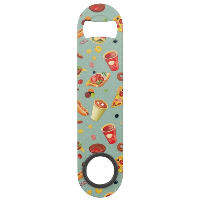 Elegant Fast Food Pattern Speed Bottle Opener (Front)
