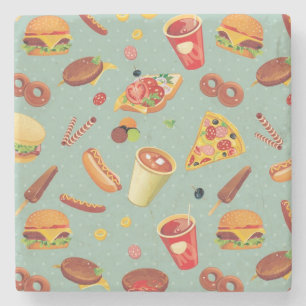 Elegant Fast Food Pattern Stone Coaster