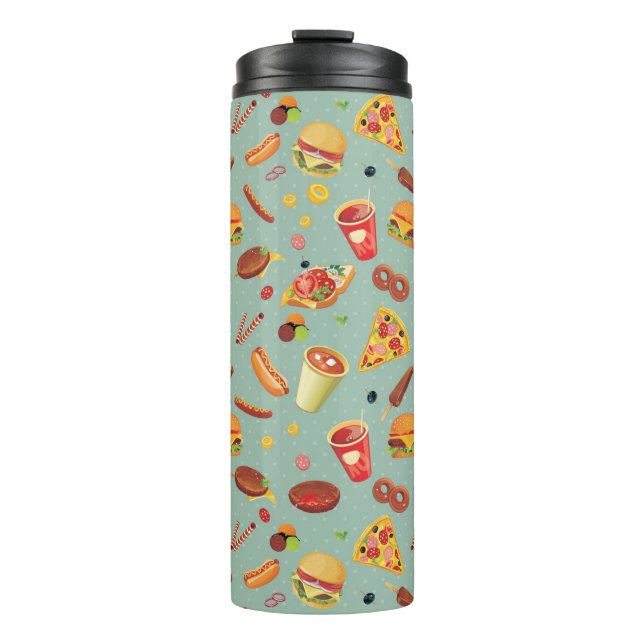 Elegant Fast Food Pattern Thermal Tumbler (Front)