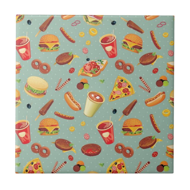 Elegant Fast Food Pattern Tile (Front)
