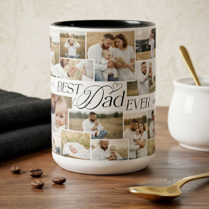 Elegant Fathers Day Best Dad Ever Photo Collage Two-Tone Coffee Mug