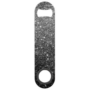 Elegant Faux Black Glitter Bar Key