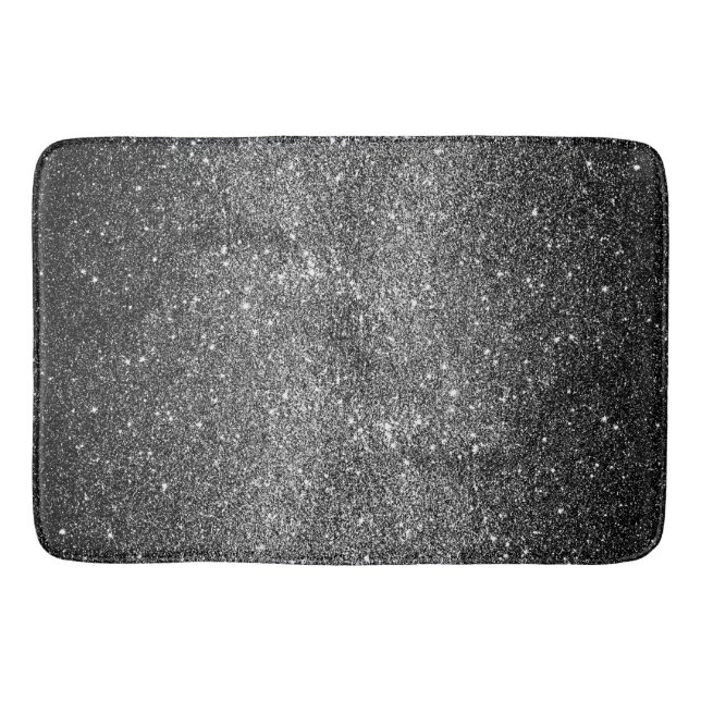 Elegant Faux Black Glitter Bath Mat (Front)