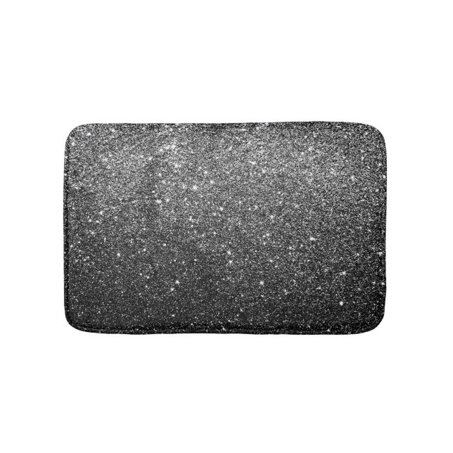 Elegant Faux Black Glitter Bath Mat (Front)